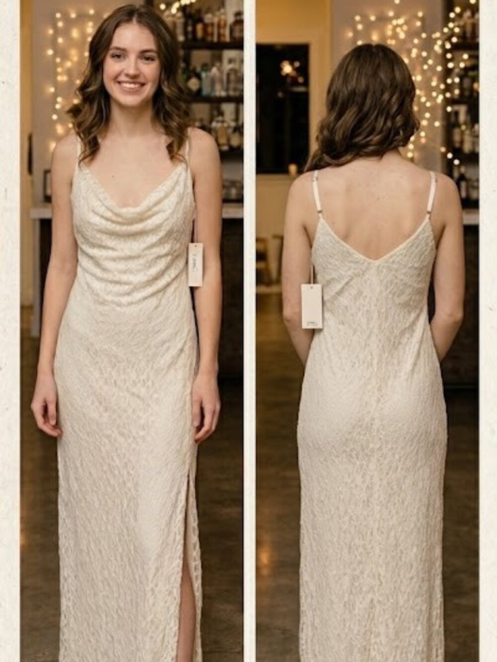 Altar'd State Stunning Cream Lace Maxi Dress-M  -NWTG